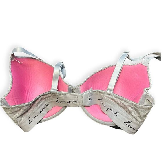 PINK VICTORIA’S SECRET White Gray Leopard Lace Wear Everywhere T-Shirt Lightly L - Picture 2 of 5